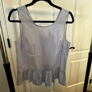 J Crew Blue and White Sleeveless Casual Top NWOT